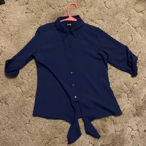 Button up front tie blouse